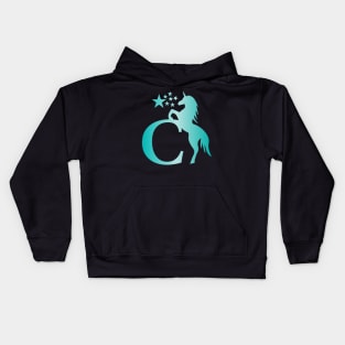 C Unicorn Star Monogram Kids Hoodie